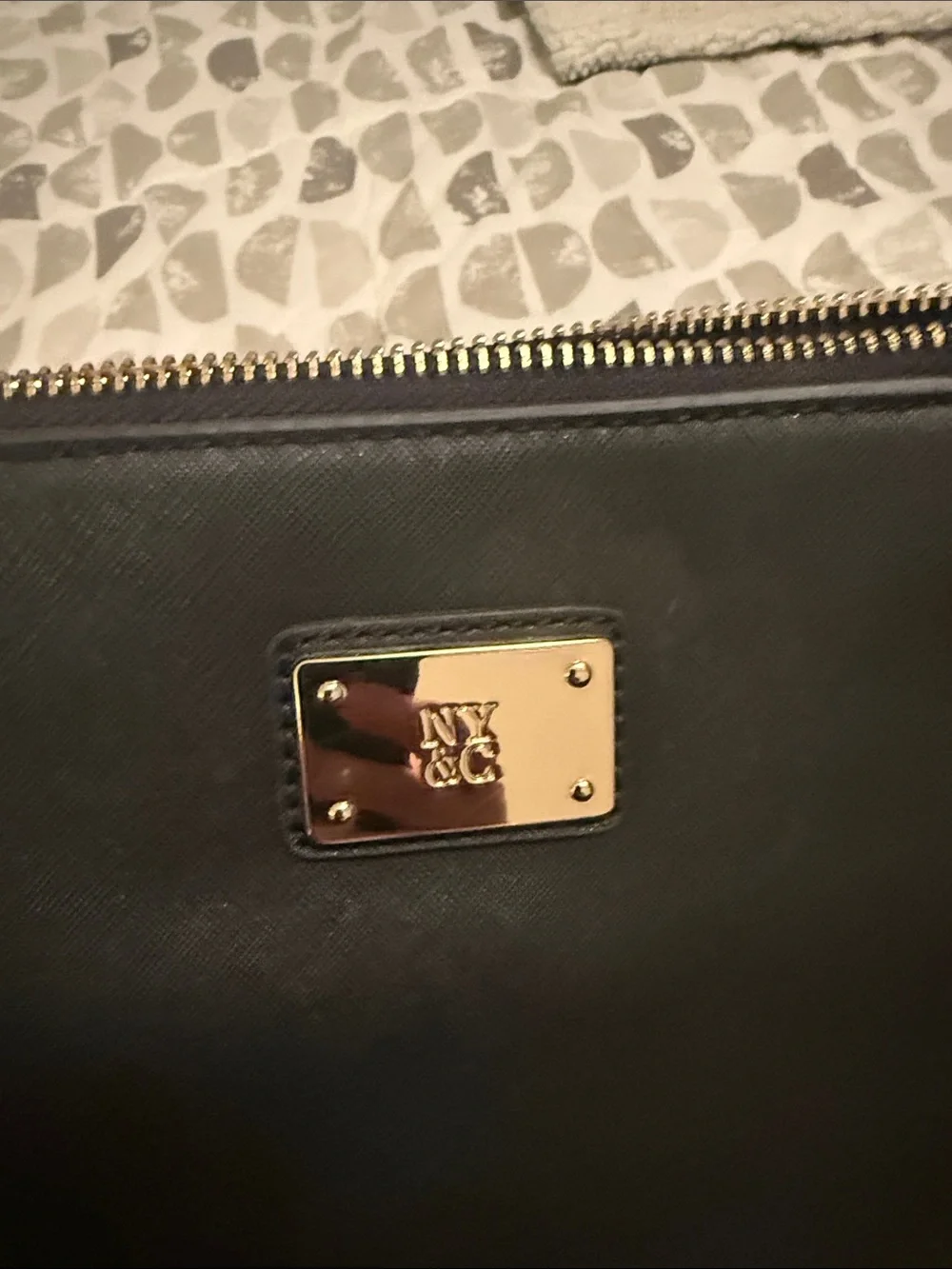 New York & Company Black Leather Tote Bag with Double Handles